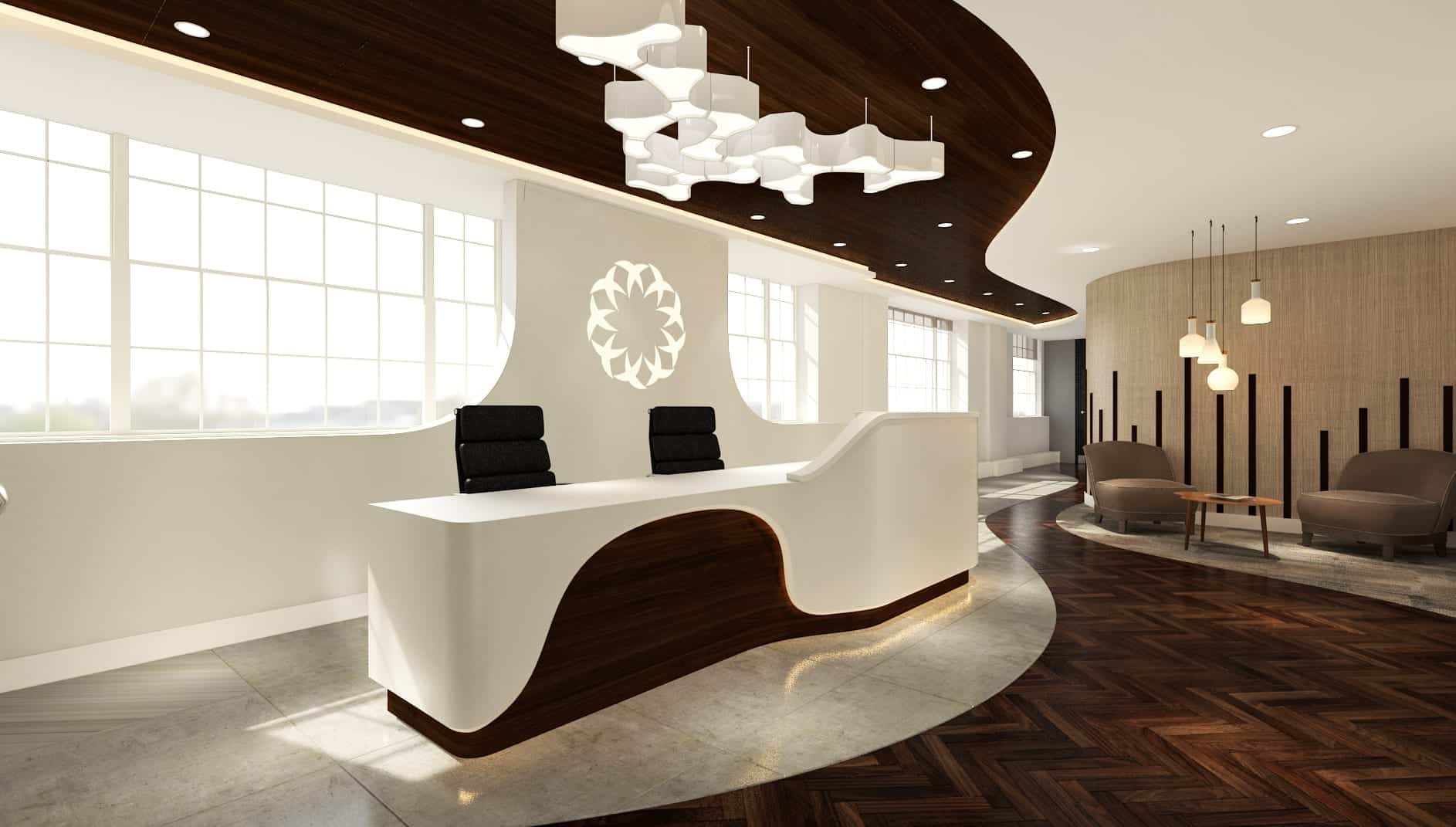 Aménagement d'un accueil d'enterprise par R2 Agencement