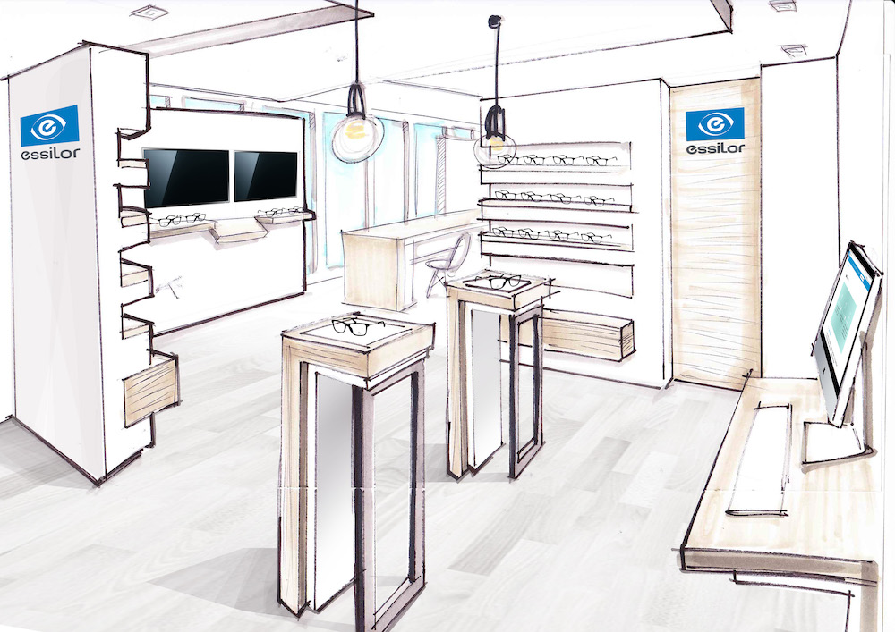 Maquette pour l'agencement d'une boutique Essilor